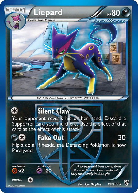 Liepard (Team Plasma) - Plasma Storm Pokémon trading card