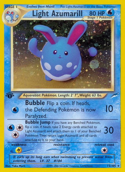 Light Azumarill trading card from Neo Destiny Light Azumarill - Neo Destiny Pokémon trading card