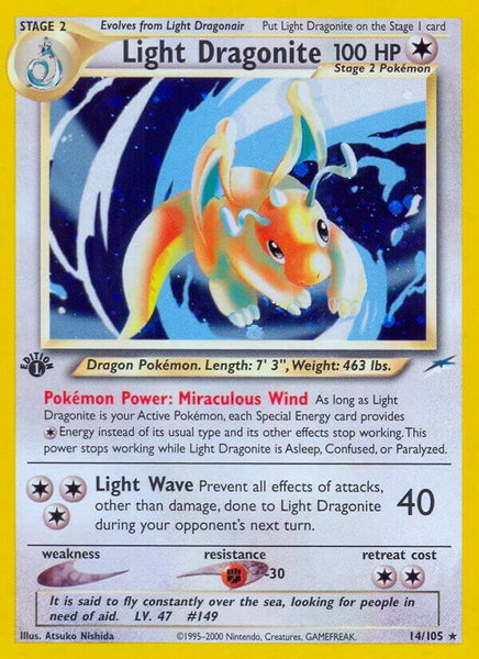 Light Dragonite trading card from Neo Destiny Light Dragonite - Neo Destiny Pokémon trading card