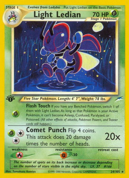 Light Ledian trading card from Neo Destiny Light Ledian - Neo Destiny Pokémon trading card