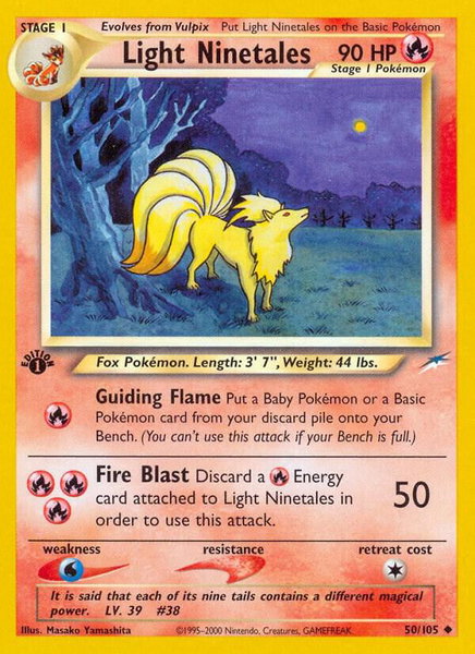 Light Ninetales trading card from Neo Destiny Light Ninetales - Neo Destiny Pokémon trading card