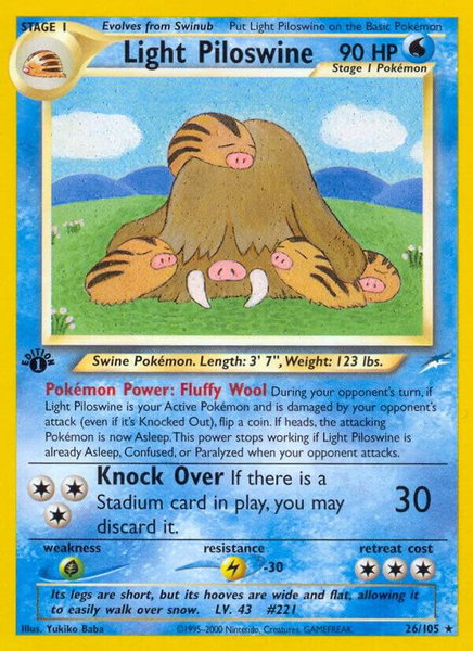 Light Piloswine trading card from Neo Destiny Light Piloswine - Neo Destiny Pokémon trading card