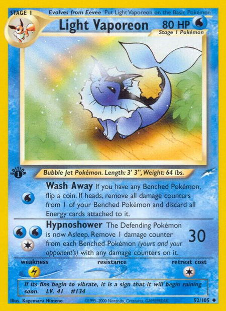 Light Vaporeon - Neo Destiny Pokémon trading card