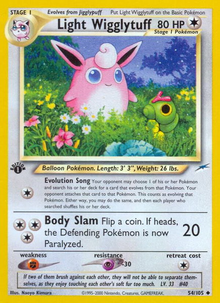 Light Wigglytuff trading card from Neo Destiny Light Wigglytuff - Neo Destiny Pokémon trading card