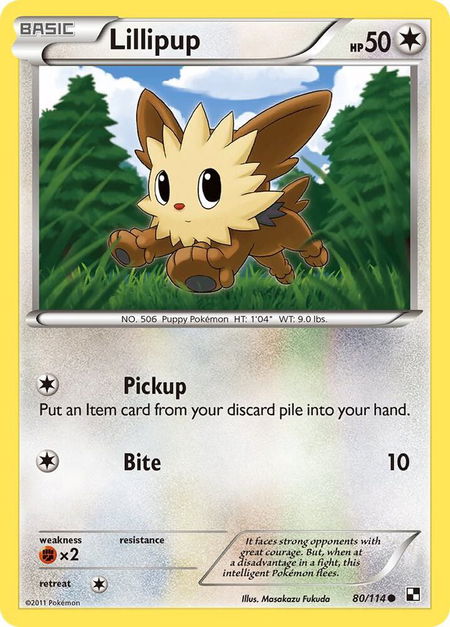 Lillipup (80) - Black and White Pokémon trading card