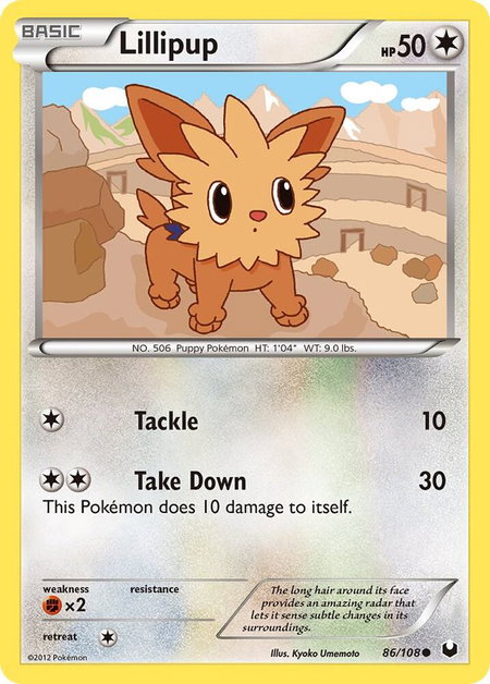 Lillipup - Dark Explorers Pokémon trading card