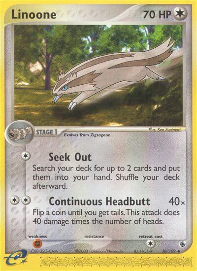 Linoone trading card from Ruby and Sapphire Linoone - Ruby and Sapphire Pokémon trading card