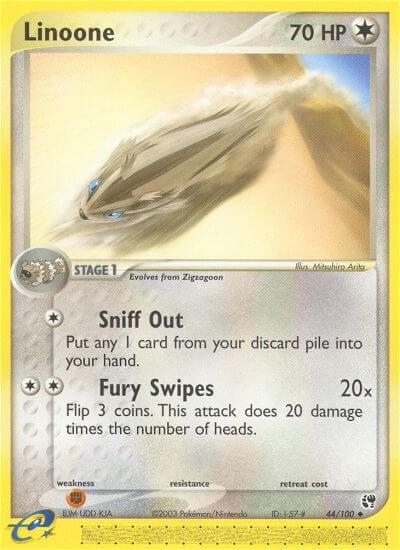 Linoone trading card from Sandstorm Linoone - Sandstorm Pokémon trading card