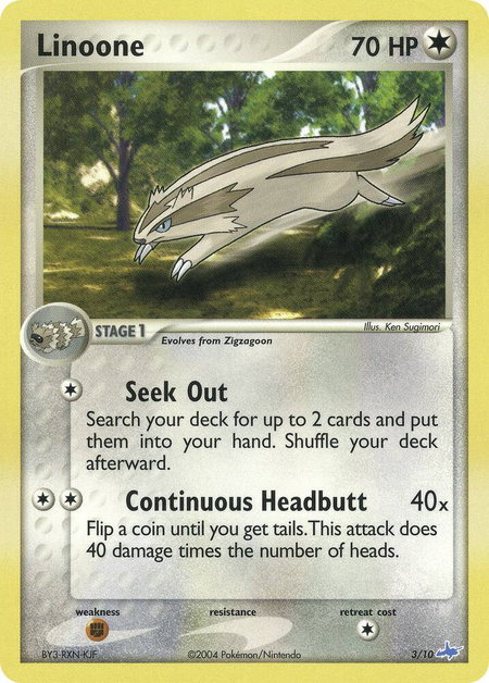 Linoone trading card from EX Trainer Kit 1: Latias & Latios Linoone - EX Trainer Kit 1: Latias & Latios Pokémon trading card