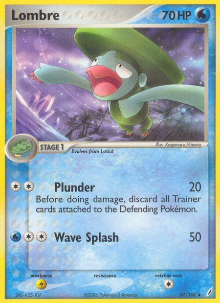 Lombre trading card from Crystal Guardians Lombre - Crystal Guardians Pokémon trading card