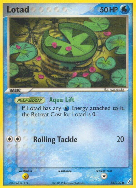 Lotad trading card from Crystal Guardians Lotad - Crystal Guardians Pokémon trading card