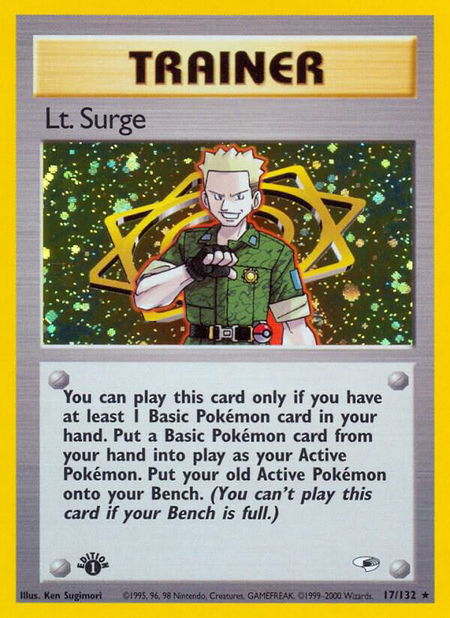 Lt. Surge (17) - Gym Heroes Pokémon trading card