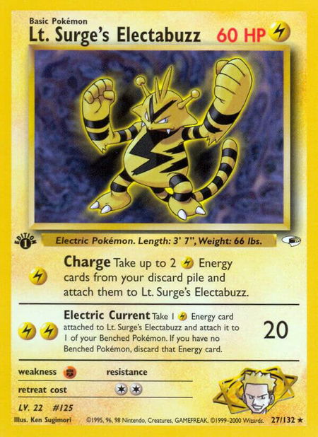Lt. Surge's Electabuzz (27) - Gym Heroes Pokémon trading card