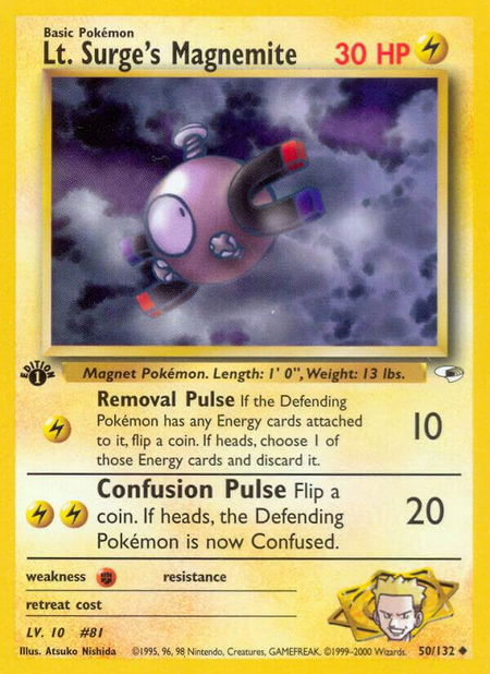 Lt. Surge's Magnemite (50) - Gym Heroes Pokémon trading card
