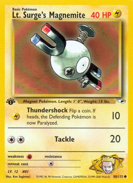 Lt. Surge's Magnemite (80) - Gym Heroes Pokémon trading card