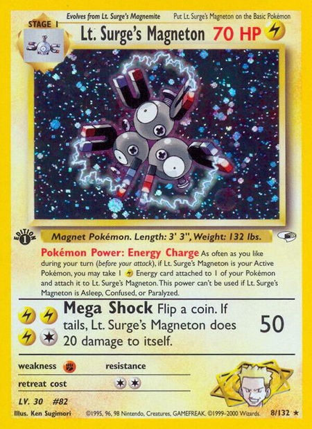 Lt. Surge's Magneton - Gym Heroes Pokémon trading card