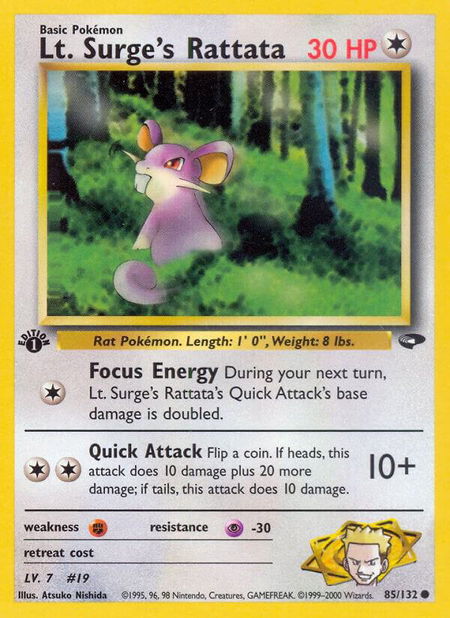Lt. Surge's Rattata - Gym Challenge Pokémon trading card