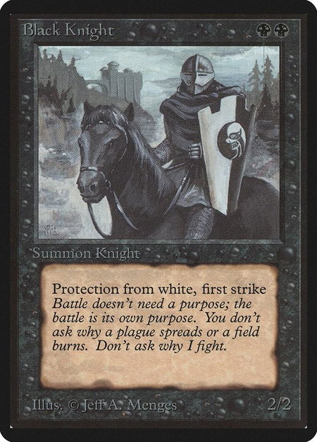 Black Knight trading card from Beta Edition Black Knight - Beta Edition Magic: The Gathering trading card