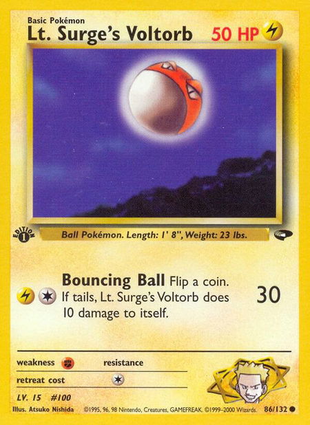 Lt. Surge's Voltorb - Gym Challenge Pokémon trading card