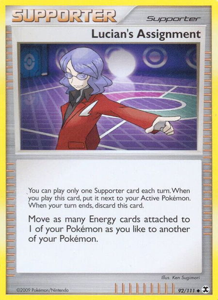 Lucian's Assignment trading card from Rising Rivals Lucian's Assignment - Rising Rivals Pokémon trading card