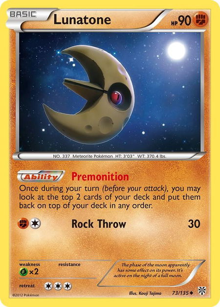 Lunatone - Plasma Storm Pokémon trading card
