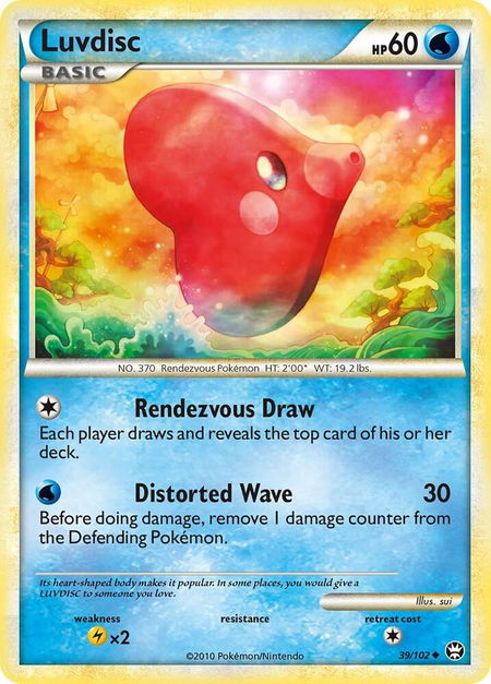 Luvdisc trading card from Triumphant Luvdisc - Triumphant Pokémon trading card