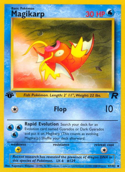 Magikarp trading card from Team Rocket Magikarp - Team Rocket Pokémon trading card