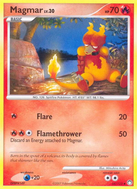 Magmar trading card from Mysterious Treasures Magmar - Mysterious Treasures Pokémon trading card