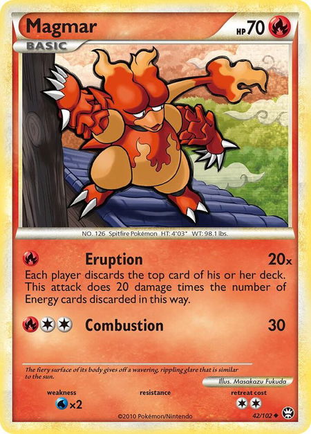 Magmar trading card from Triumphant Magmar - Triumphant Pokémon trading card