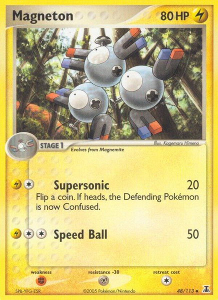 Magneton trading card from Delta Species Magneton - Delta Species Pokémon trading card