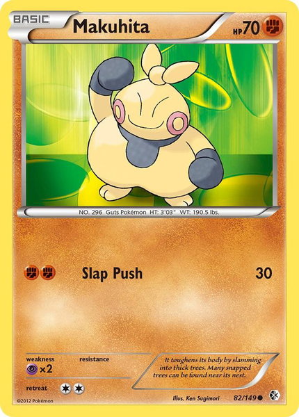 Makuhita trading card from Boundaries Crossed Makuhita - Boundaries Crossed Pokémon trading card