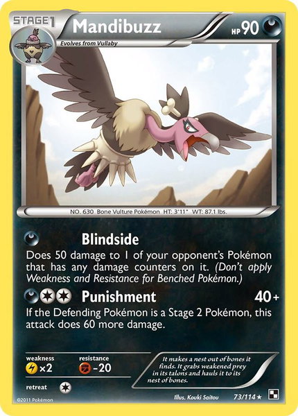 Mandibuzz trading card from Black and White Mandibuzz - Black and White Pokémon trading card