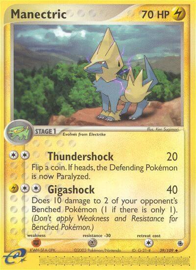 Manectric - 39/109 - Ruby and Sapphire Pokémon trading card