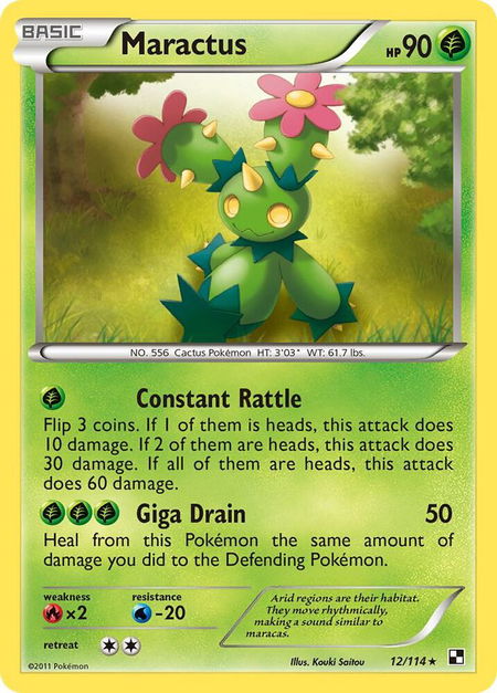 Maractus (12) - Black and White Pokémon trading card