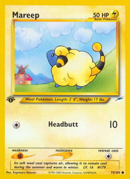 Mareep trading card from Neo Destiny Mareep - Neo Destiny Pokémon trading card