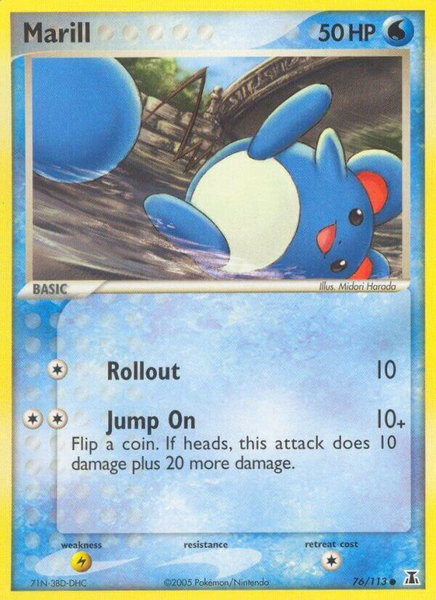Marill trading card from Delta Species Marill - Delta Species Pokémon trading card
