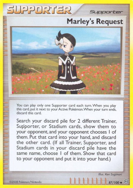 Marley's Request trading card from Stormfront Marley's Request - Stormfront Pokémon trading card