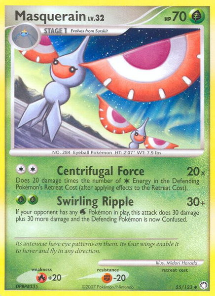 Masquerain - Mysterious Treasures Pokémon trading card