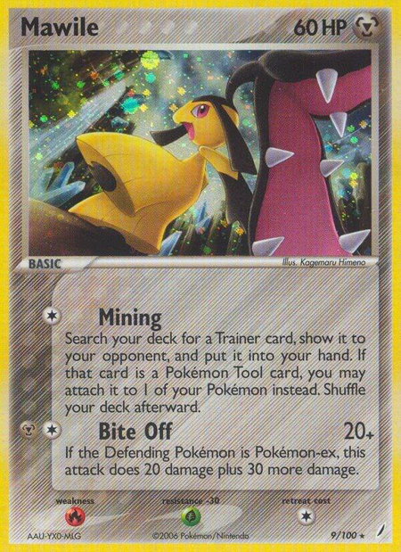 Mawile trading card from Crystal Guardians Mawile - Crystal Guardians Pokémon trading card