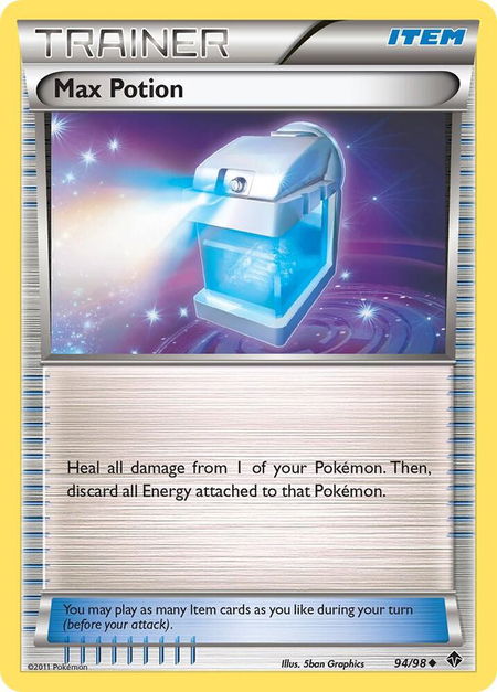 Max Potion trading card from Emerging Powers Max Potion - Emerging Powers Pokémon trading card