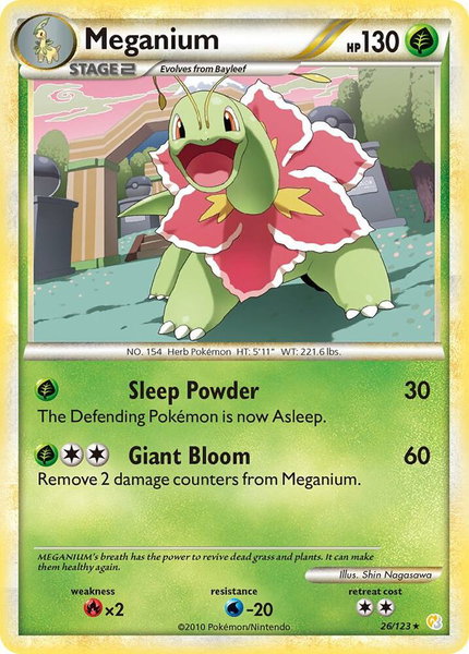 Meganium trading card from HeartGold SoulSilver Meganium - HeartGold SoulSilver Pokémon trading card