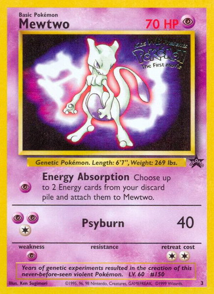Mewtwo (Movie Promo) trading card from WoTC Promo Mewtwo (Movie Promo) - WoTC Promo Pokémon trading card