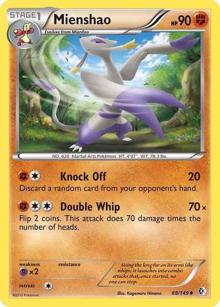 Mienshao trading card from Boundaries Crossed Mienshao - Boundaries Crossed Pokémon trading card
