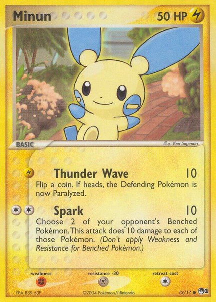 Minun trading card from POP Series 1 Minun - POP Series 1 Pokémon trading card