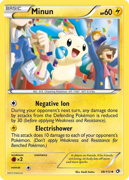 Minun trading card from Legendary Treasures Minun - Legendary Treasures Pokémon trading card