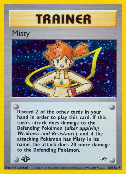 Misty (18) trading card from Gym Heroes Misty (18) - Gym Heroes Pokémon trading card