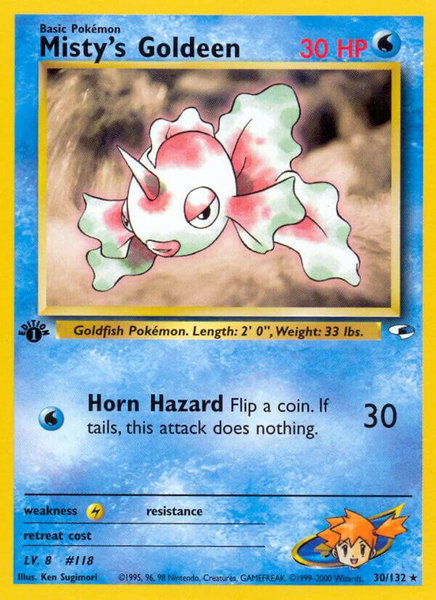 Misty's Goldeen (30) trading card from Gym Heroes Misty's Goldeen (30) - Gym Heroes Pokémon trading card