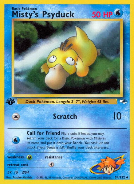 Misty's Psyduck trading card from Gym Heroes Misty's Psyduck - Gym Heroes Pokémon trading card
