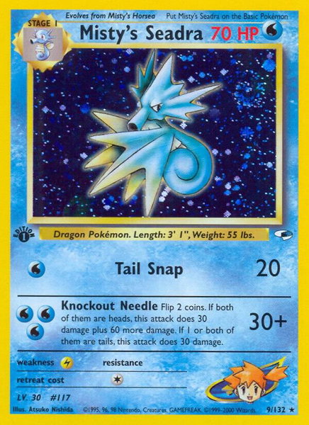 Misty's Seadra trading card from Gym Heroes Misty's Seadra - Gym Heroes Pokémon trading card