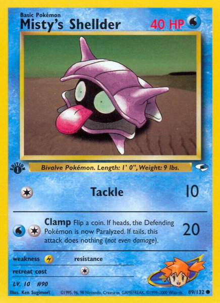 Misty's Shellder trading card from Gym Heroes Misty's Shellder - Gym Heroes Pokémon trading card